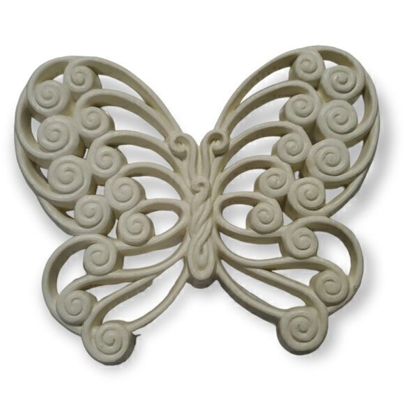 4 Vintage Syroco Wicker Butterflies Home Interiors Homco Burwood Wall Hanging - Picture 3 of 4